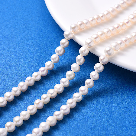 ARRICRAFT Natural Cultured Freshwater Pearl Beads Strands, Round, White, 6~7mm, Hole: 0.5mm, about 62pcs/strand