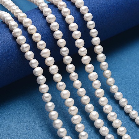 ARRICRAFT Natural Cultured Freshwater Pearl Beads Strands, Round, White, 7~8mm, Hole: 0.5mm, about 54pcs/strand