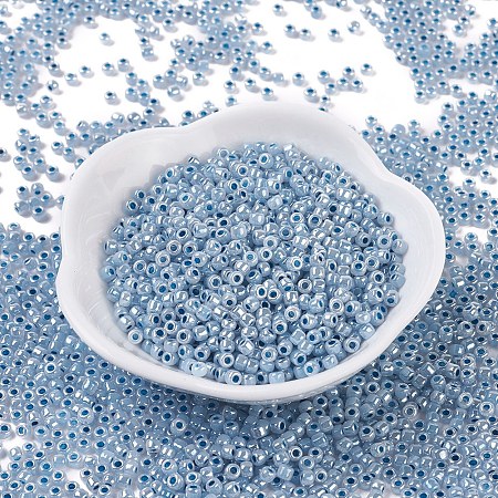 MGB Matsuno Glass Beads, Japanese Seed Beads, 8/0 Ceylon Seed Beads, Glass Round Hole Seed Beads, Sky Blue, 3x2mm, Hole: 1mm, about 14000pcs/bag, 450g/bag