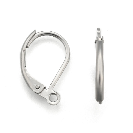 Honeyhandy 304 Stainless Steel Leverback Earring Findings, with Loop, Stainless Steel Color, 15x10.5mm, Hole: 1.2mm