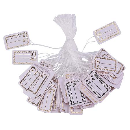 NBEADS Price Tags, 500 PCS Rectangle White String Marking Tags Gift Tags Jewelry Price Tags Clothing Display Tag Price Label Design Blank White 26x15mm