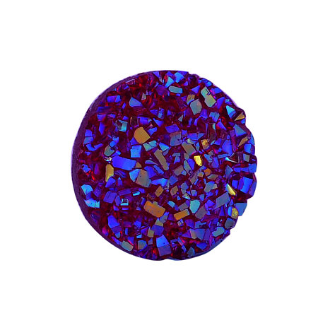 Honeyhandy Resin Cabochons, Imitation Druzy Agate, Flat Round, AB Color Plated, Blue, 12x3mm