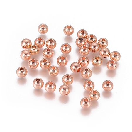 Honeyhandy Brass Spacer Beads, Round, Rose Gold, 5mm, Hole: 1.5mm