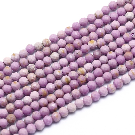Natural Lepidolite/Purple Mica Beads Strands, Faceted, Round, 3.5mm, Hole: 0.7mm; about 120pcs/strand, 15.16 inches(38.5cm)