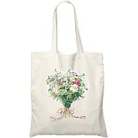 FINGERINSPIRE Reusable Canvas Tote Bag (15x13 Inch, Flower Pattern) Floral Initial Canvas Tote Bag Bridesmaids Bags for Women, Monogram Bag for Bridesmaids Wedding Bachelorette Party