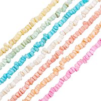 CHGCRAFT 107pcs/strand 7 Strands Multicolor Irregular Shell Beads Irregular Seashell Beads Dyed Strands with 0.8mm Hole