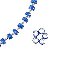 NBEADS 100pcs Sapphire Color Pave Crystal Clay Beads, Rhinestone Large Hole European Charms Beads fit Bracelet Jewelry Making