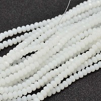Arricraft Faceted Rondelle Glass Beads Strands, White, 3x2mm, Hole: 0.8mm, about 150pcs/strand, 13.6 inches