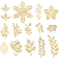 OLYCRAFT 120pcs Resin Charms Earring Chandelier Flower Leaves Snowflake Resin Fillers Twigs Filigree Chandelier Charms Pendants Connectors Resin Cabochons Metal Embellishments Earring Golden - 15 Colors