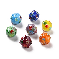 Handmade Lampwork Beads, Round, Mixed Color, 11x13x102.5mm, Hole: 1.6mm