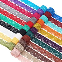 BENECREAT 42 Yards 1" Wide Lace Elastic Trim Assorted Color Lace Ribbon Flower Edge Trimming for Sewing Craft Wedding Party Decor Clothes, 2 Yards/Roll