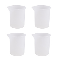 PandaHall Elite 4pcs 100ml White Silicone Glue Measuring Cup for Handmade Craft Jewelry Making Accessories DIY Tools