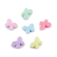 Opaque Resin Beads, Flocky Butterfly, Mixed Color, 13x18x5mm, Hole: 1.8mm
