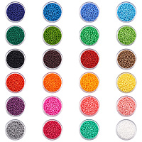 PandaHall Elite 24 Boxes of About 24000 Pcs 12/0 Multicolor Beading Glass Seed Beads 24 Colors Opaque Round Pony Bead Mini Spacer Beads Diameter 2mm with Container Box for Jewelry Making