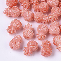 Honeyhandy Synthetic Coral Beads, Dyed, Two Tone, Pineapple, Salmon, 16x11mm, Hole: 1.6mm