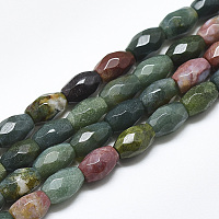 Honeyhandy Natural Indian Agate Beads Strands, Faceted, Oval, 8.5~9x6mm, Hole: 1mm, about 22pcs/strand, 8.07 inch