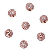 NBEADS 10pcs 8mm Brass Clear Crystal Cubic Zirconia CZ Stones Pave Micro Setting Disco Ball Spacer Beads, Round Bracelet Connector Charms Beads for Jewelry Making