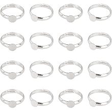 PANDAHALL ELITE Brass Pad Ring Bases, Lead Free, Cadmium Free and Nickel Free, Adjustable, Tray: 6mm; 17mm, Silver, Tray: 6mm; 17mm, 40pcs/box