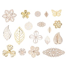 Iron Filigree Joiners, Mixed Shapes, Golden, 36pcs/box