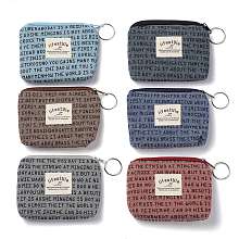 Word Pattern Clothlike Bags, Change Purse, with Handle Ring, Mixed Color, 9x12x0.95cm