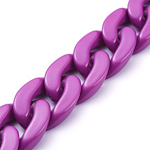 Honeyhandy Handmade Opaque Acrylic Curb Chains, Twisted Chain, Oval, for Jewelry Making, Purple, Link: 30x21x6mm, 39.37 inch(1m)/strand