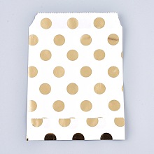 Honeyhandy Polka Dot Pattern Eco-Friendly Kraft Paper Bags, Gift Bags, Shopping Bags, Rectangle, Gold, 18x13x0.01cm