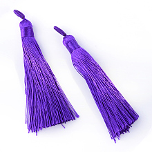 Honeyhandy Polyester Tassel Big Pendants Decoration, DarkSlate Blue, 80~90x8.5~9mm, Hole: 4x6mm