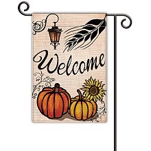 GLOBLELAND Pumpkin and Sunflower Welcome Garden Flag Vertical Double Sided Seasonal Vintage Candle Lantern Yard Flag 12 x 18 Inch Outdoor Decor