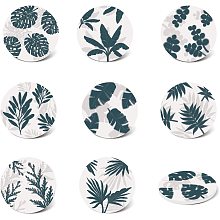 GLOBLELAND Set of 9 Plant Absorbing Stone Coasters with Cork Base, Ceramic Drink Coasters Funny Birthday Housewarming for Tabletop Protection, Suitable for Kinds of Cups, Wooden Table