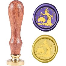 CRASPIRE Wax Seal Stamp Witch Vintage Brass Head Wooden Handle Removable Sealing Wax Seal Stamp 25mm for Embellishment of Envelopes Wedding Invitations Wine Packages