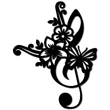 CREATCABIN Music Notes Metal Wall Art Flower Wall Decor Black Wall Signs Hanging Sculpture for Home Bedroom Kitchen Garden Housewarming Gift Christmas Halloween Holiday Wall Decoration- 11.8 x 9.3inch