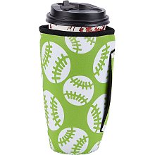 CREATCABIN Iced Coffee Sleeve Baseball Reusable Neoprene Insulator Sleeve Drink Sleeves Holder Iced Hot Drinks Tea with Handle for Coffee Cups Compatible Tumbler Cups Protein Shake Bottles