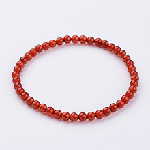 Honeyhandy Natural Carnelian(Dyed & Heated) Beaded Stretch Bracelets, with Elastic Fibre Wire, 2-1/4 inch(55mm)