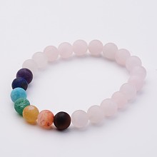 Honeyhandy Natural Rose Quartz & Gemstone Beads Stretch Bracelets, 2 inch(50mm)