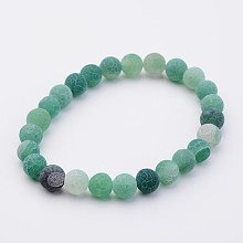 Honeyhandy Natural Weathered Agate(Dyed) Stretch Beads Bracelets, Green, 2 inch(50mm)