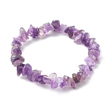 Honeyhandy Chip Natural Amethyst Stretch Beaded Bracelets for Kids, Inner Diameter: 1-3/4 inch(4.5cm)