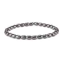 Honeyhandy Synthetic Hematite Oval Beaded Stretch Bracelet, Gemstone Jewelry for Women, Inner Diameter: 2-1/4 inch(5.8cm)