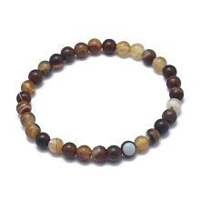 Honeyhandy Natural Banded Agate/Striped Agate Bead Stretch Bracelets, Round, 2 inch~2-3/8 inch(5~6cm), Bead: 5.8~6.8mm