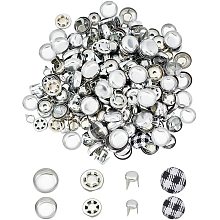 BENECREAT 120 Sets Aluminum Cap Top Cover Buttons Fabric Clothing Crafts Replacement for DIY Sewing Hat Clothing Making Accessories, Platinum, 0.3-0.6inch