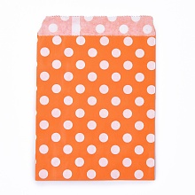 Honeyhandy Kraft Paper Bags, No Handles, Food Storage Bags, Polka Dot Pattern, Orange, 18x13cm