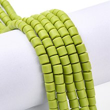 Honeyhandy Polymer Clay Bead Strands, Column, Green Yellow, 5~7x6mm, Hole: 1.5~2mm, about 61~69pcs/strand, 15.74 inch