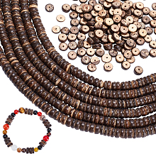 SUPERFINDINGS 6 Strands Coconut Wood Nut Heishi Beads Strands 8mm Brown Heishi Spacer Beads Flat Round Coconut Shell Beads for Bracelet Necklace Earring Jewelry Making,Hole: 1mm