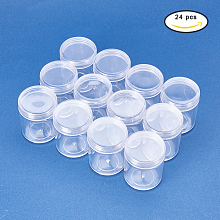 BENECREAT 24PCS 1.5"x2" empty clear plastic bead Storage Container jar with Rounded Screw-Top Lids for Beads, Nail Art, Glitter, Make Up, Cosmetics and Travel Cream