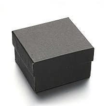 Honeyhandy Rectangle Cardboard Jewelry Boxes for Watch, with Sponge Pad Inside, Black, 89x81x54mm