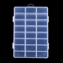 Plastic Bead Storage Containers, 24 Compartments, Rectangle, Clear, 19.5x13.8x3.5cm, Hole: 7x18mm, Compartment: 22x40mm