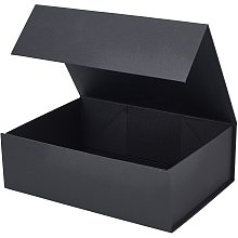 BENECREAT 1PC 3.5x7.5x11 Inch Large Gift Wrapping Boxes Black Paper Fold Boxes for Jewelry Candy Birthday Wedding Party Favors