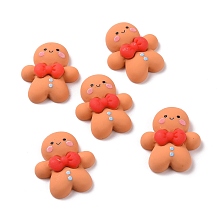 Honeyhandy Christmas Theme Opaque Resin Cabochons, for DIY Jewelry Making, Gingerbread Man Pattern, 25.5x22.5x7.5mm