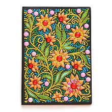 Honeyhandy DIY Diamond Painting Notebook Kits, including PU Leather Book, Resin Rhinestones, Diamond Sticky Pen, Tray Plate and Glue Clay, Flower Pattern, 210x150mm, 50 pages/book