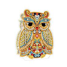 Honeyhandy 5D DIY Owl Pattern Animal Diamond Painting Pencil Cup Holder Ornaments Kits, with Resin Rhinestones, Sticky Pen, Tray Plate, Glue Clay and Acrylic Plate, 144.5x107x2mm