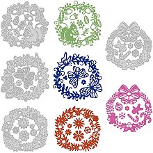 GLOBLELAND 4pcs Wreath Cutting Dies Christmas Autumn Flower Template Molds for DIY Scrapbooking Greeting Cards Making Album Envelope Decoration,Matte Platinum